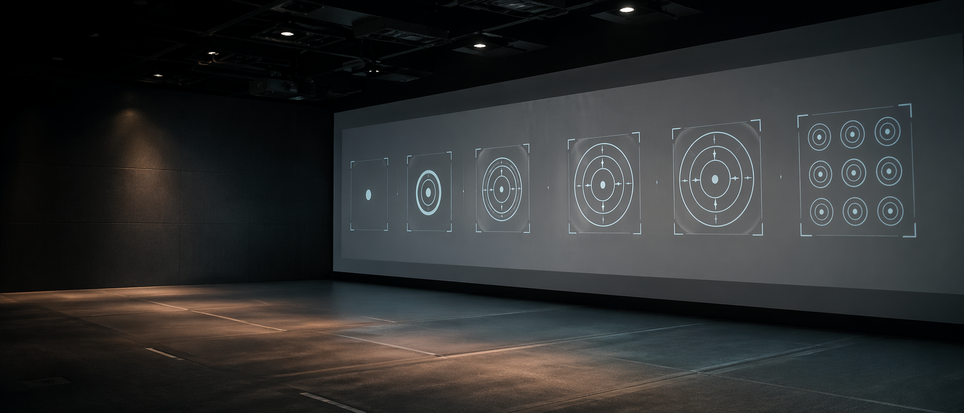 Laser Shot practice levels visual showing progressive target complexity